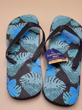 Juncture Men's Blue Tropical Print Flip-Flops